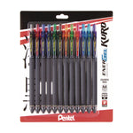 EnerGel Kuro Gel Pen, Retractable, Medium 0.7 mm, Assorted Ink Colors, Black Barrel, 12/Pack