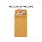 Redi-Seal Coin and Small Parts Envelope, #5, Square Flap, Redi-Seal Adhesive Closure, 3.13 x 5.25, Brown Kraft, 500/Box