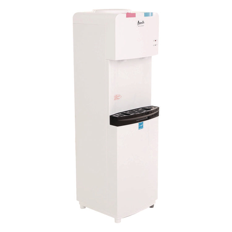 Hot and Cold Water Stand Up Dispenser, 3 gal to 5 gal, 11 x 12 x 36, White