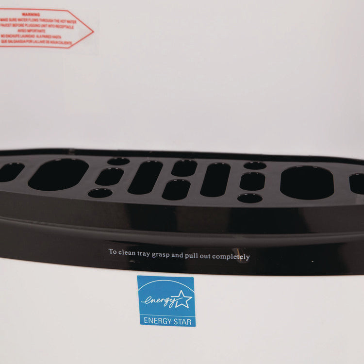 Hot and Cold Water Stand Up Dispenser, 3 gal to 5 gal, 11 x 12 x 36, White