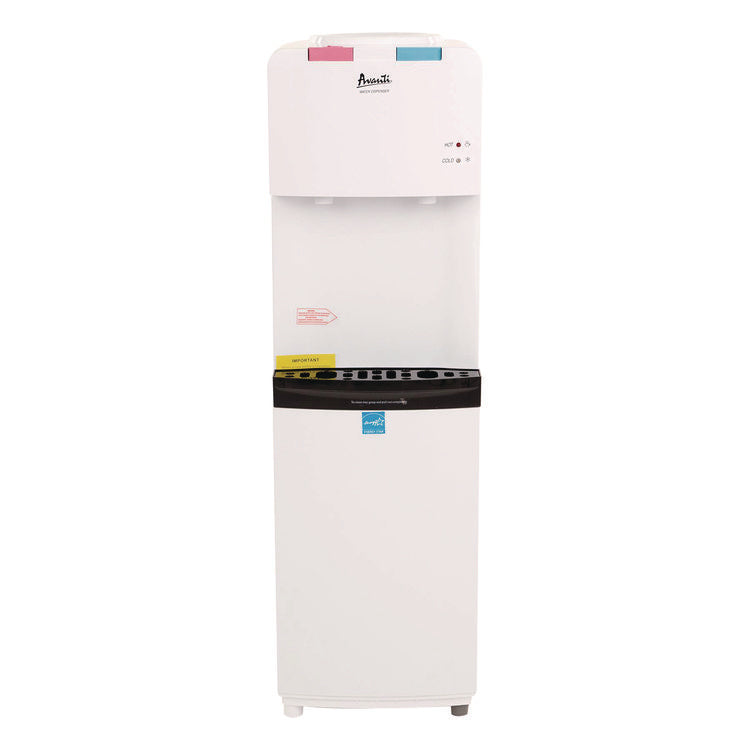 Hot and Cold Water Stand Up Dispenser, 3 gal to 5 gal, 11 x 12 x 36, White