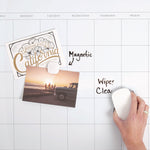 Magnetic Dry Erase Board, Monthly Planning/Scheduling Calendar, 20" x 16", White Surface, Satin Aluminum Frame