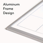 Magnetic Dry Erase Board, Monthly Planning/Scheduling Calendar, 20" x 16", White Surface, Satin Aluminum Frame