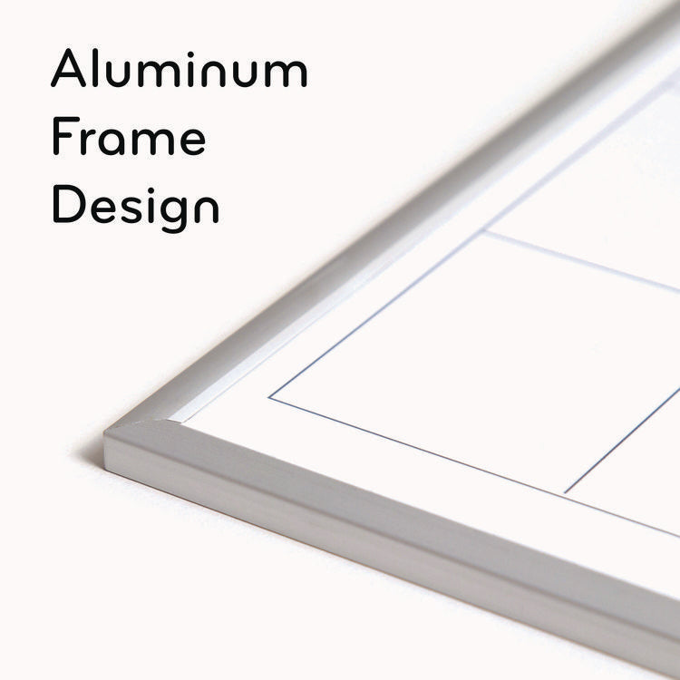Magnetic Dry Erase Board, Monthly Planning/Scheduling Calendar, 20" x 16", White Surface, Satin Aluminum Frame