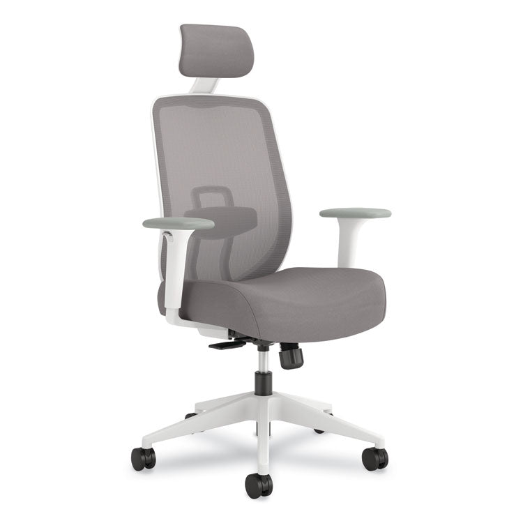 Altern Mesh Mid-Back Task Chair, 17.95 to 21.1 Seat Height, Gray Seat, Gray/White Back, White Base