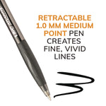 GLIDE Ballpoint Pen, Retractable, Medium 1 mm, Black Ink, Smoke/Black Barrel, Dozen