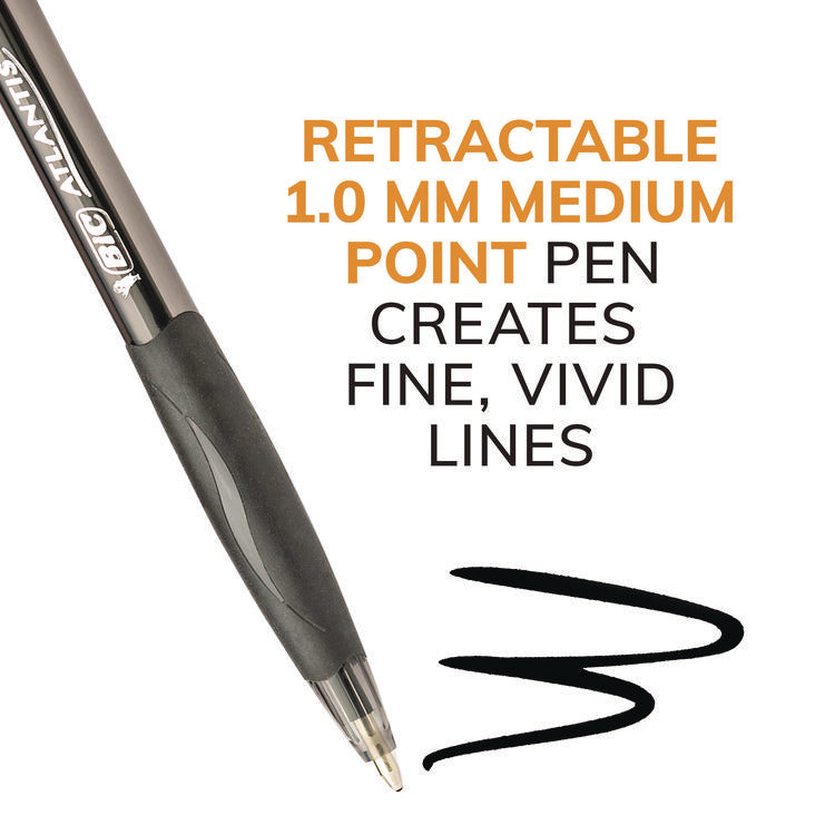 GLIDE Ballpoint Pen, Retractable, Medium 1 mm, Black Ink, Smoke/Black Barrel, Dozen
