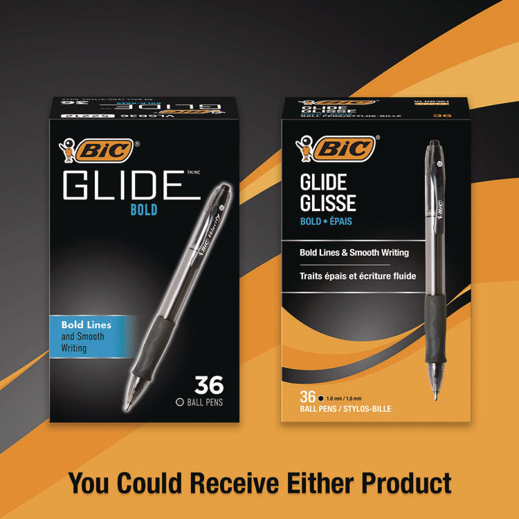 GLIDE Bold Ballpoint Pen Value Pack, Retractable, Bold 1.6 mm, Black Ink, Smoke Barrel, 36/Pack