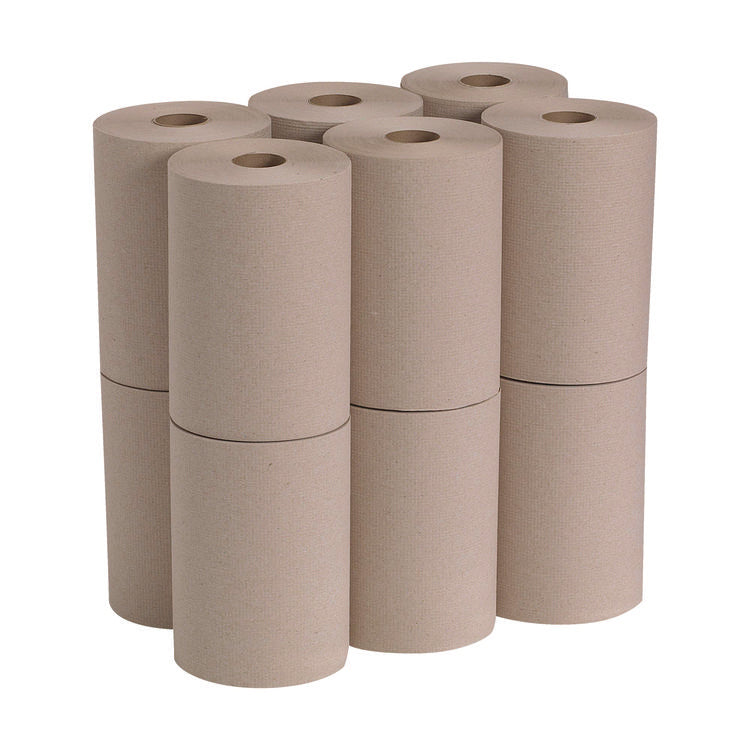 Pacific Blue Basic Nonperforated Paper Towels, 1-Ply, 7.88 x 350 ft, Brown, 12 Rolls/Carton