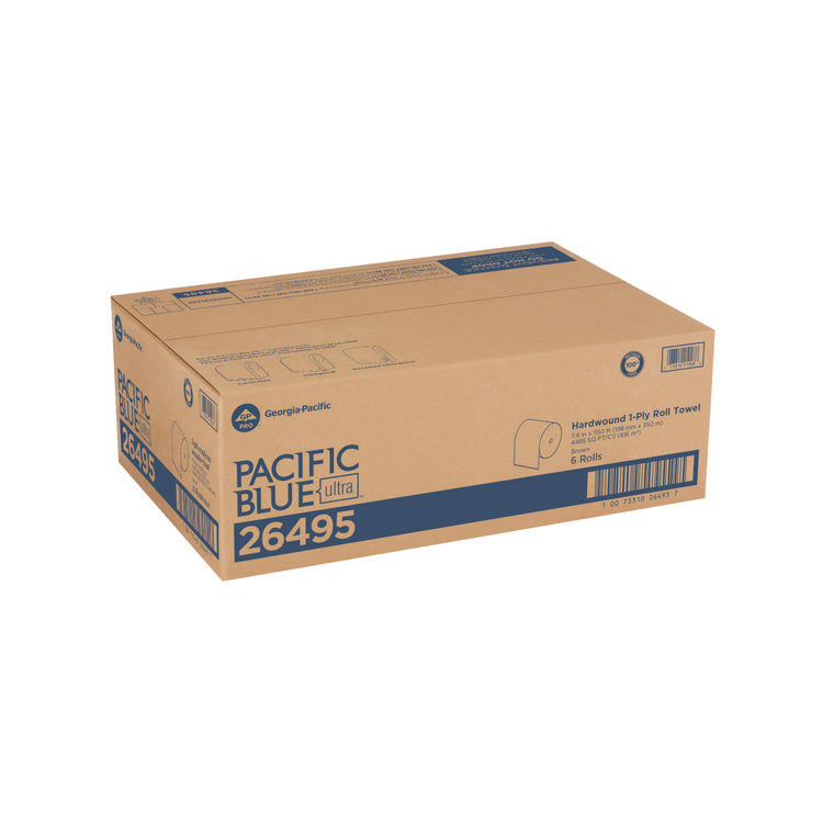 Pacific Blue Ultra Paper Towels, 1-Ply, 7.87" x 1,150 ft, Natural, 6 Rolls/Carton