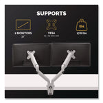 Platinum Series Dual Monitor Arm, For 40" Monitors, 360 deg Rotation, 45 deg Tilt, 180 deg Pan, Silver, Supports 17.6 lb