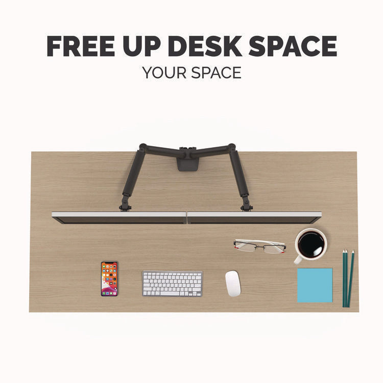 Platinum Series Dual Monitor Arm For 27" Monitors, 360 Deg Rotation, +85 Deg/-20 Deg Tilt, 360 Deg Pan, Black, Supports 20 Lb