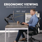 Platinum Series Dual Monitor Arm For 27" Monitors, 360 Deg Rotation, +85 Deg/-20 Deg Tilt, 360 Deg Pan, Black, Supports 20 Lb