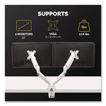 Platinum Series Dual Monitor Arm, For 40" Monitors, 360 deg Rotation, 45 deg Tilt, 180 deg Pan, White, Supports 17.6 lb
