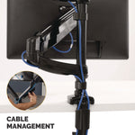 Platinum Series Dual Stacking Arm For 27" Monitors, 360 Deg Rotation, 180 Deg Tilt, 360 Deg Pan, Black, Supports 22 Lb