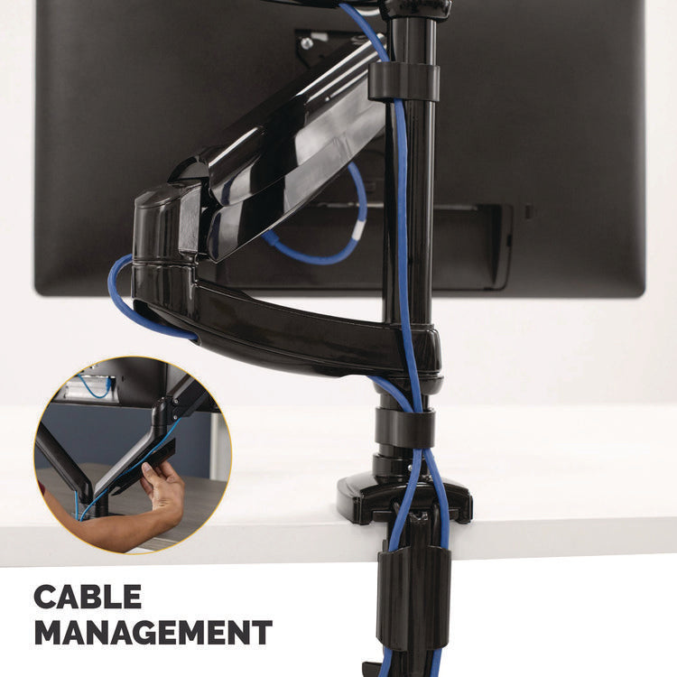 Platinum Series Dual Stacking Arm For 27" Monitors, 360 Deg Rotation, 180 Deg Tilt, 360 Deg Pan, Black, Supports 22 Lb