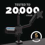 Platinum Series Dual Stacking Arm For 27" Monitors, 360 Deg Rotation, 180 Deg Tilt, 360 Deg Pan, Black, Supports 22 Lb