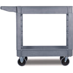 Two-Shelf Utility Cart, Plastic, 2 Shelves, 500 lb Capacity, 17.25" x 40" x 33.5", Gray