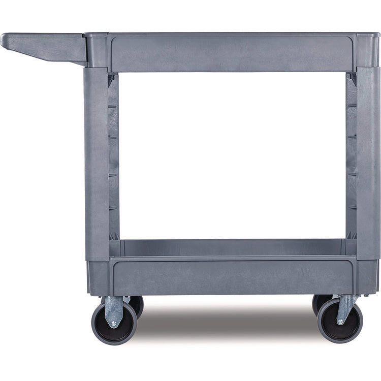 Two-Shelf Utility Cart, Plastic, 2 Shelves, 500 lb Capacity, 17.25" x 40" x 33.5", Gray