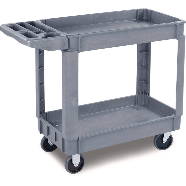 Two-Shelf Utility Cart, Plastic, 2 Shelves, 500 lb Capacity, 17.25" x 40" x 33.5", Gray
