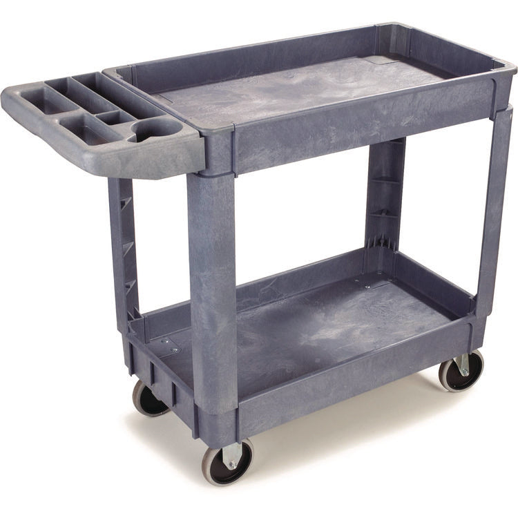Two-Shelf Utility Cart, Plastic, 2 Shelves, 500 lb Capacity, 17.25" x 40" x 33.5", Gray