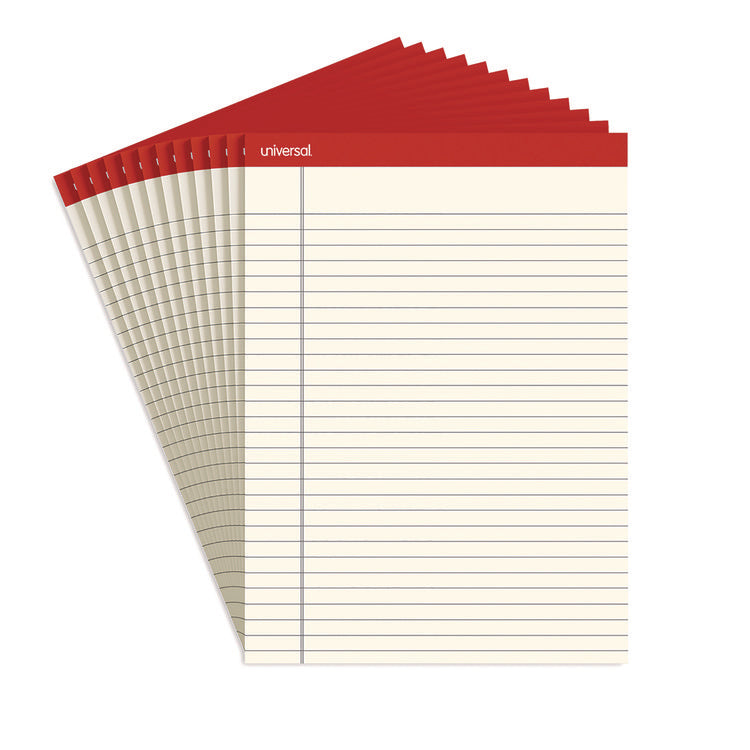 Colored Perforated Ruled Writing Pads, Letter Size Pad (8.5 x 11.75), Wide/Legal Rule, 50 Ivory 8.5 x 11 Sheets, Dozen