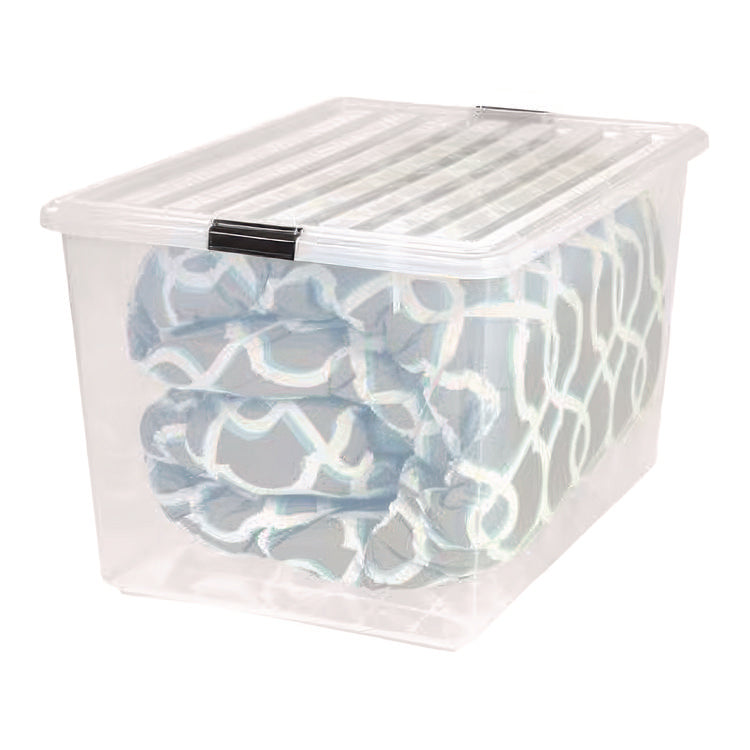132 Qt. Latch Lid Storage Box, 20.9" x 28.8" x 17.8", Clear/Black