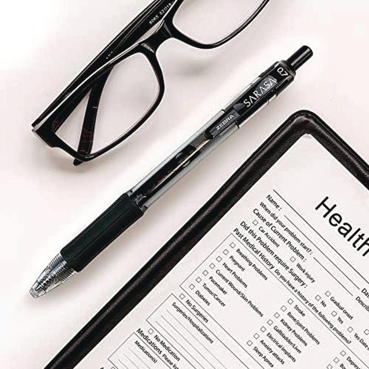 Sarasa Dry Gel X20 Gel Pen Value Pack, Retractable, Medium 0.7 mm, Black Ink, Clear/Black Barrel, 24/Box