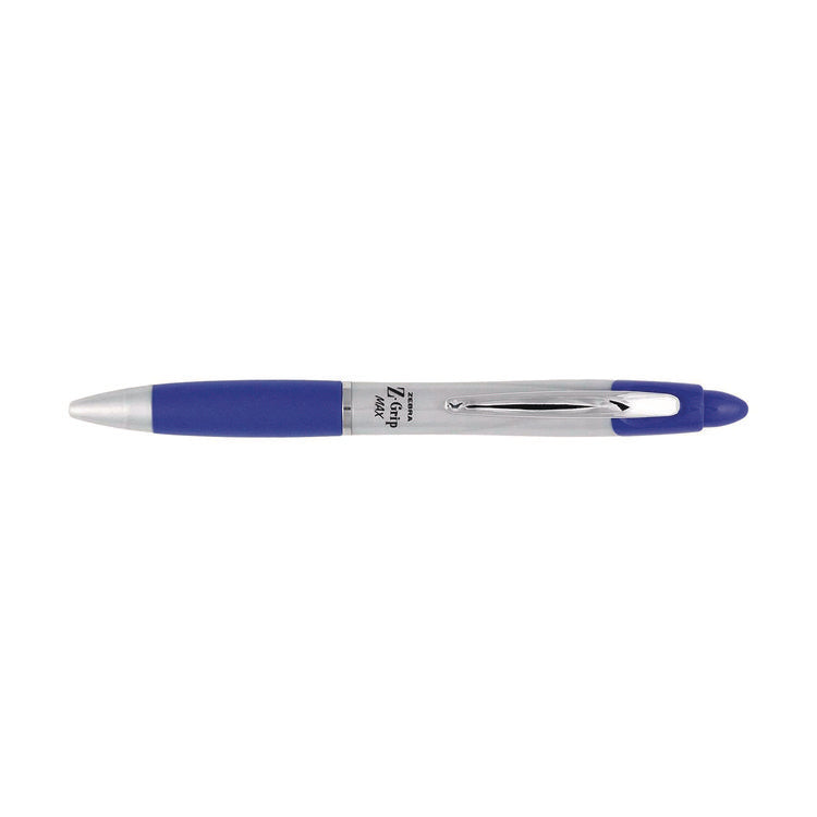Z-Grip MAX Ballpoint Pen, Retractable, Medium 1 mm, Blue Ink, Silver/Blue Barrel, 12/Pack