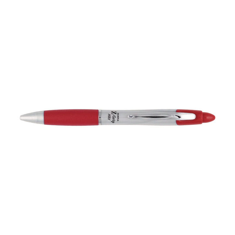 Z-Grip MAX Ballpoint Pen, Retractable, Medium 1 mm, Red Ink, Silver/Red Barrel, 12/Pack