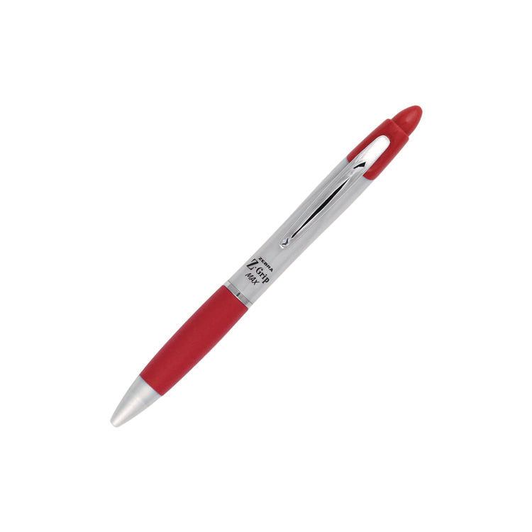 Z-Grip MAX Ballpoint Pen, Retractable, Medium 1 mm, Red Ink, Silver/Red Barrel, 12/Pack