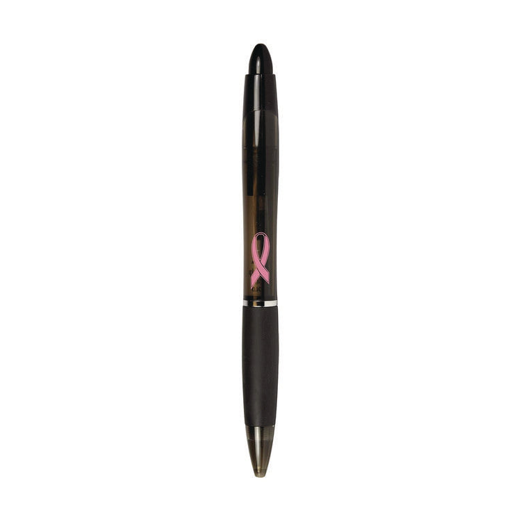 Z-Grip MAX Breast Cancer Awareness Ballpoint Pen, Retractable, Bold 1.2 mm, Black Ink, Silver/Black Barrel, 24/Pack
