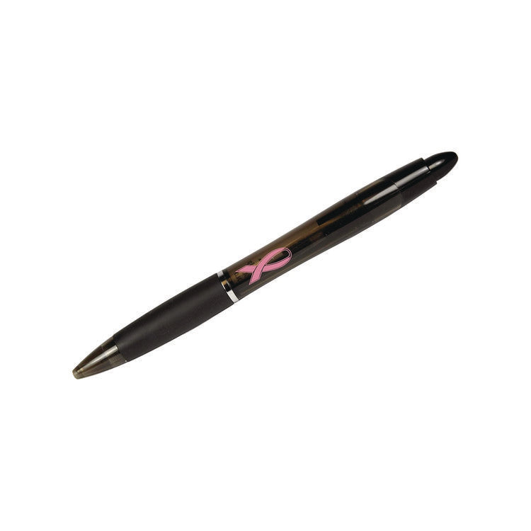 Z-Grip MAX Breast Cancer Awareness Ballpoint Pen, Retractable, Bold 1.2 mm, Black Ink, Silver/Black Barrel, 24/Pack