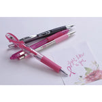 F-301 Breast Cancer Awareness Ballpoint Pen, Retractable, Fine 0.7 mm, Black Ink, Stainless Steel/Pink Barrel