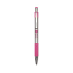 F-301 Breast Cancer Awareness Ballpoint Pen, Retractable, Fine 0.7 mm, Black Ink, Stainless Steel/Pink Barrel