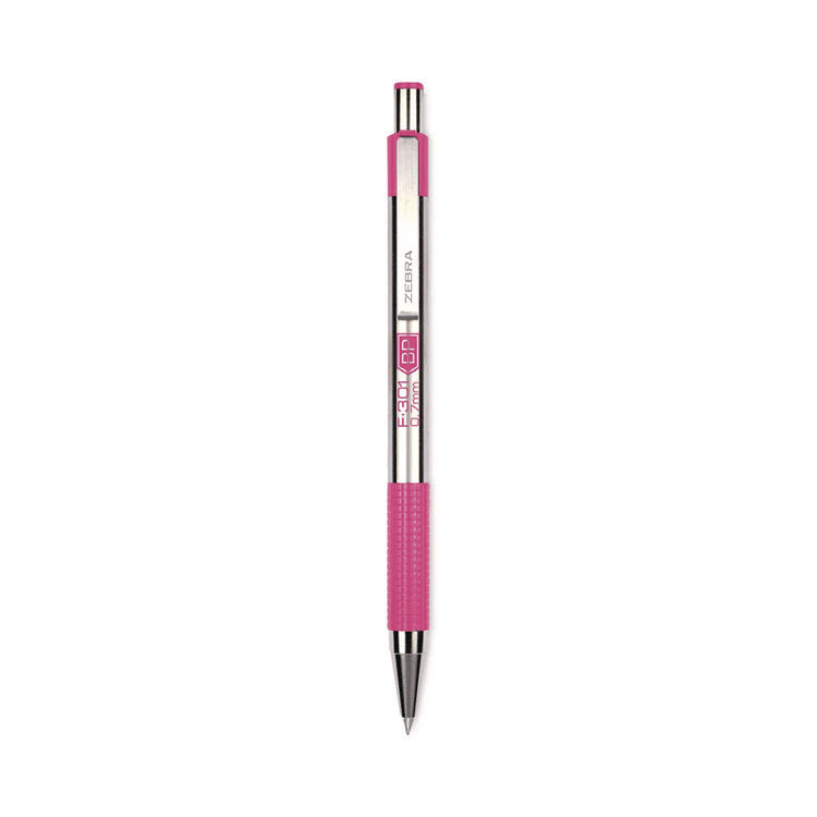F-301 Breast Cancer Awareness Ballpoint Pen, Retractable, Fine 0.7 mm, Black Ink, Stainless Steel/Pink Barrel