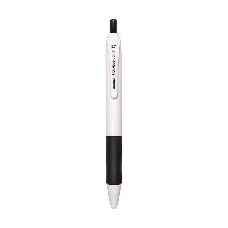 Sarasa Dry X1+ Gel Pen, Retractable, Medium 0.7 mm, Black Ink, White/Black Barrel, 12/Pack