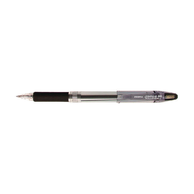 Jimnie Gel Pen, Stick, Medium 0.7 mm, Black Ink, Clear/Black Barrel, 12/Pack