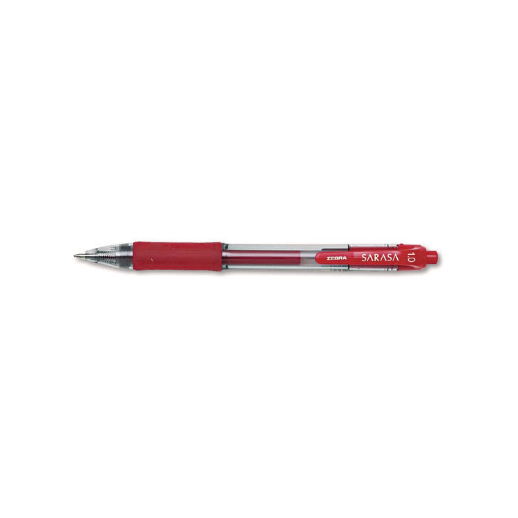 Sarasa Dry Gel X20 Gel Pen, Retractable, Bold 1 mm, Red Ink, Clear/Red Barrel, Dozen