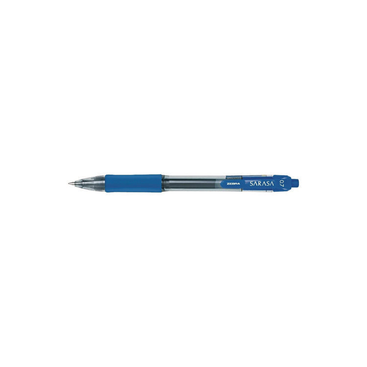 Sarasa Dry Gel X20 Gel Pen, Retractable, Medium 0.7 mm, Blue Ink, Clear/Blue Barrel, 12/Pack