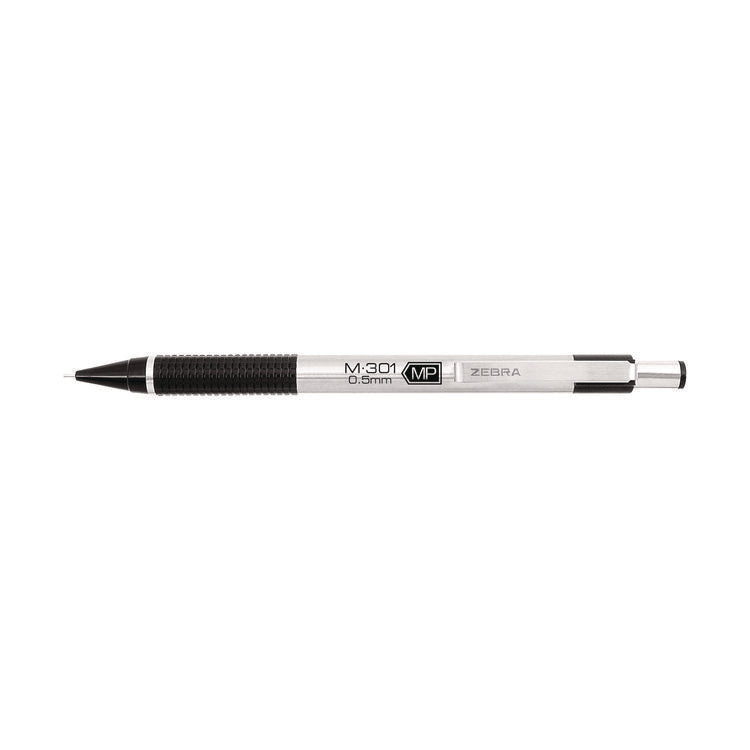 M-301 Mechanical Pencil, 0.5 mm, HB (#2), Black Lead, Silver/Black Barrel, Dozen