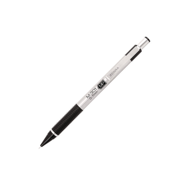 M-301 Mechanical Pencil, 0.7 mm, HB (#2), Black Lead, Silver/Black Barrel