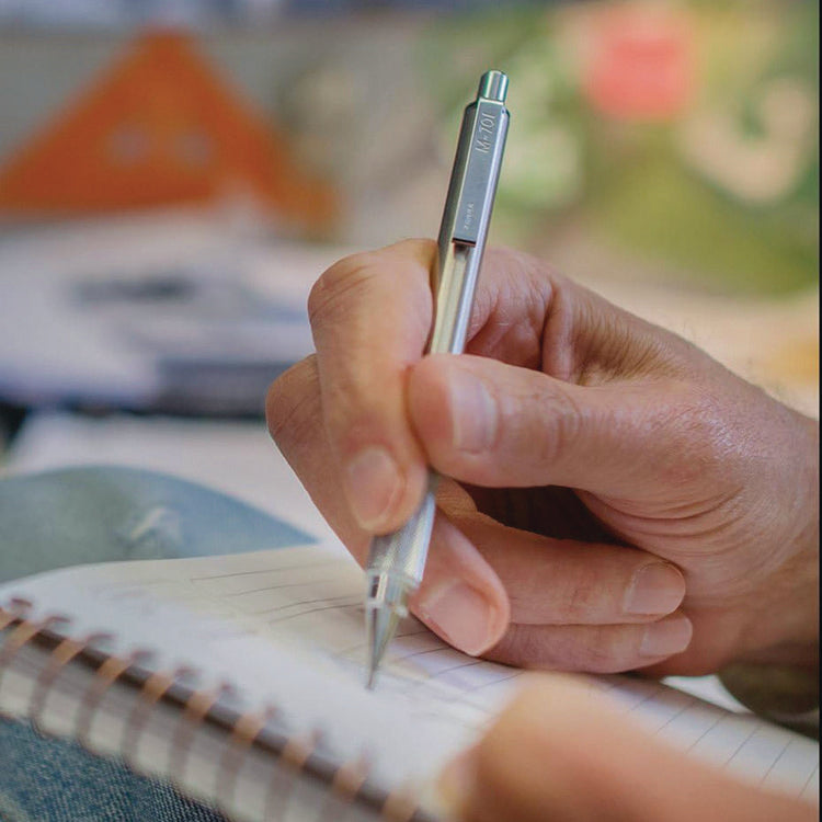 M-701 Mechanical Pencil, 0.7 mm, F (#2.5), Black Lead, Silver Barrel