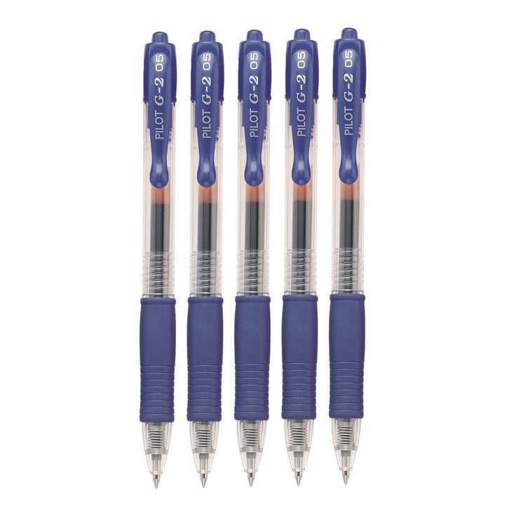 G2 Premium Gel Pen, Retractable, Extra-Fine 0.5 mm, Blue Ink, Smoke/Blue Barrel, 5/Pack