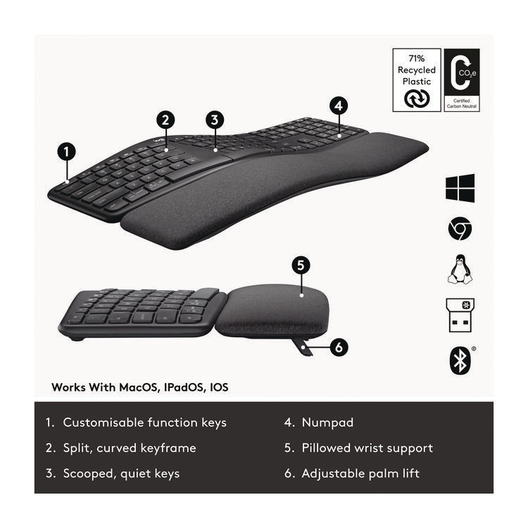 ERGO K860 Wireless Keyboard, Graphite