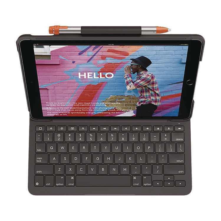 Slim Folio Plastic Keyboard Case for iPad 7th, 8th Generation, Graphite