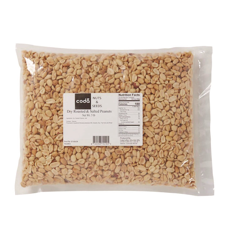 Dry Roasted and Salted Peanuts, Unshelled, 80 oz Bag, 4/Carton