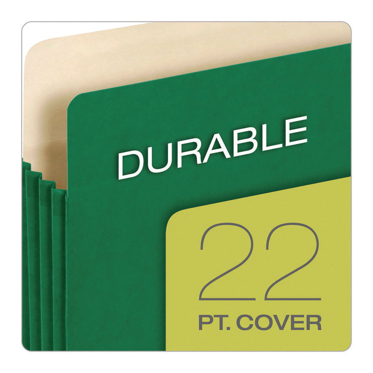 Reinforced File Pocket, 5.25" Expansion, Letter Size, Green