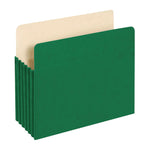 Reinforced File Pocket, 5.25" Expansion, Letter Size, Green