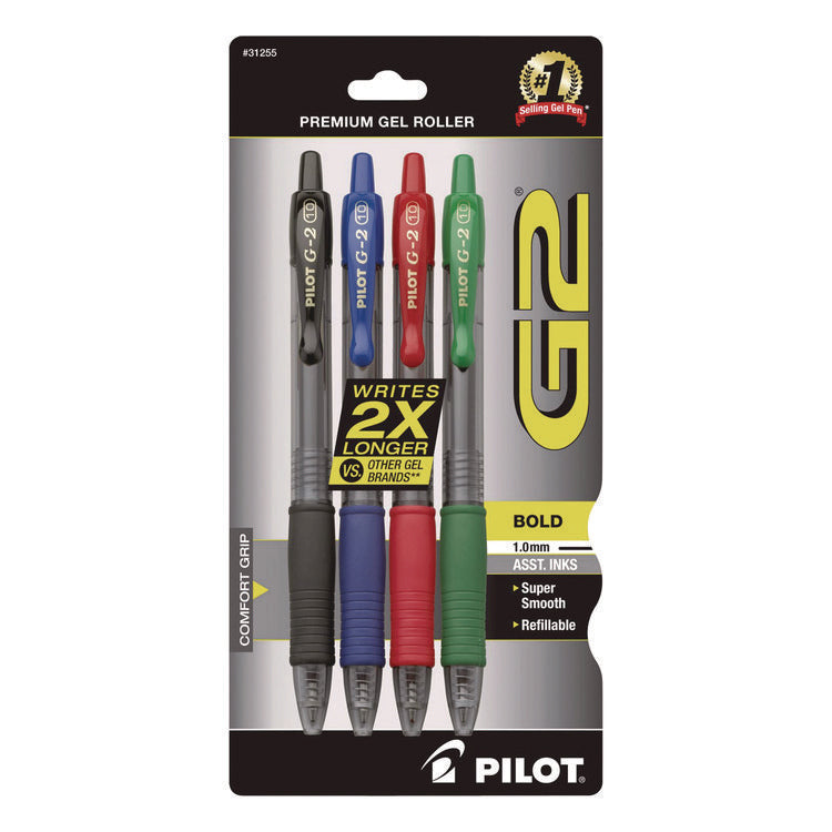 G2 Premium Gel Pen, Retractable, Bold 1 mm, Assorted Ink and Barrel Colors, 4/Pack